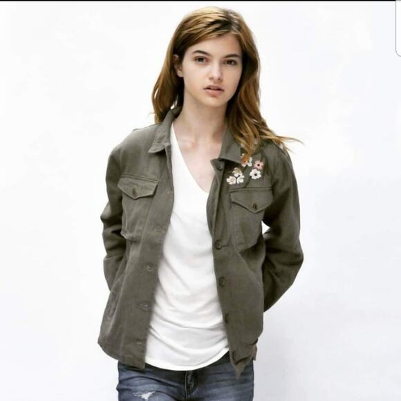 Roly Poly floral embroidered button up jacket green multicolor small - Picture 7 of 8